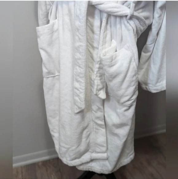 Mens Polo Ralph Lauren Bath Robe Size L/XL White Terry Cloth Pony Horse - Picture 10 of 14